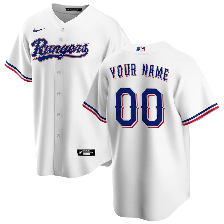 Youth Texas Rangers Nike White Home Replica Custom MLB Jerseys